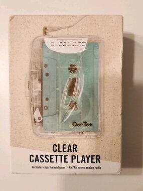 Vintage Clear Tech AM/FM Radio Cassette Tape Player Walkman With Earbuds